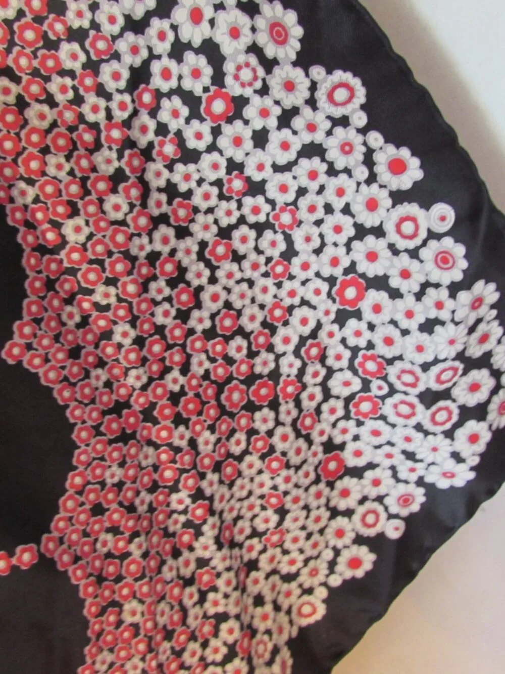 Lazarus Silk Scarf Made in Italy Black with Pink Blossoms